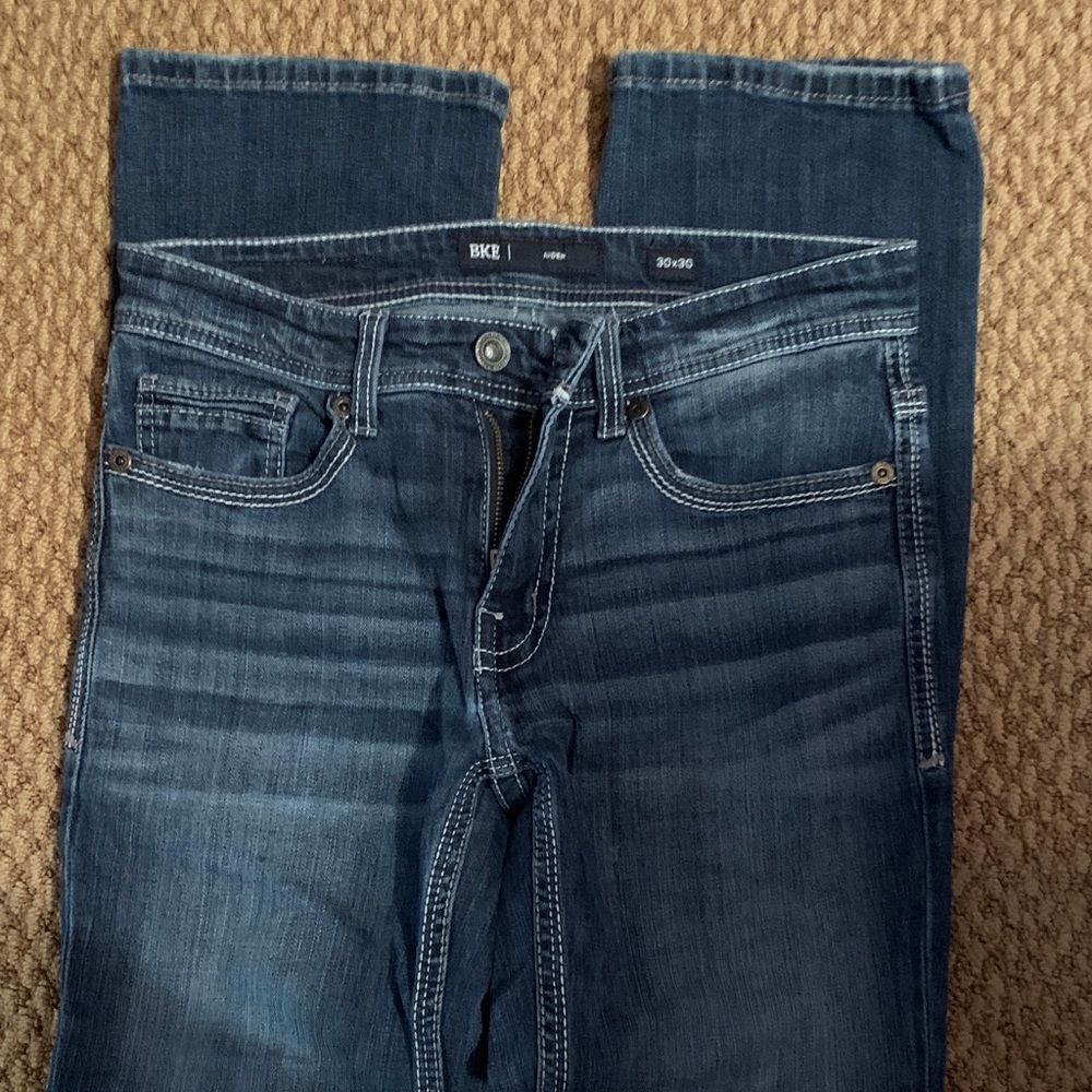 BKE Men’s Dark Blue Straight Jeans
